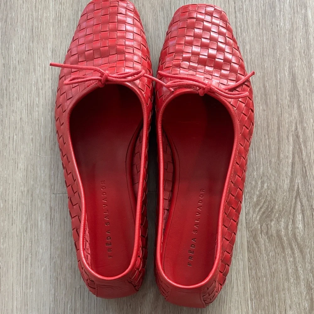 EUC Freda Salvador Jada Square Toe Ballet Flats in Red Size 10 - Picture 12 of 16